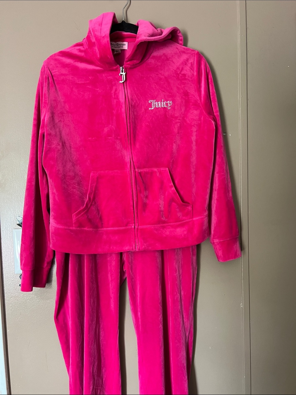 Juicy Couture Bright Pink Velour Zip Hoodie & Pants Set